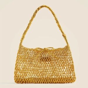 NMT J Crew Small Cadiz handknotted shoulder bag in metallic gold